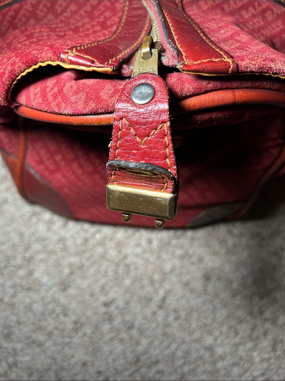 Bally Red Monogram Travel Duffel with Leather Trim - Picture 11 of 11